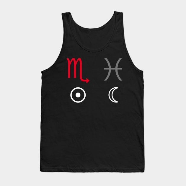 Scorpio Sun Pisces Moon Zodiac Sign Tank Top by Horosclothes